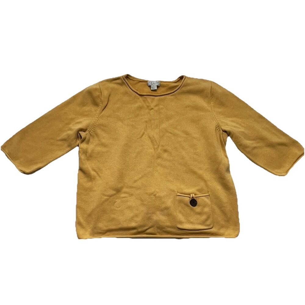 Christopher & Banks Yellow Cotton Sweater Top Cottagecore Grandpa Core XL